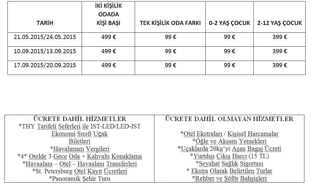 Tur Fiyatları