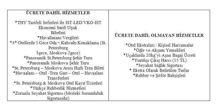 Tur Fiyatları